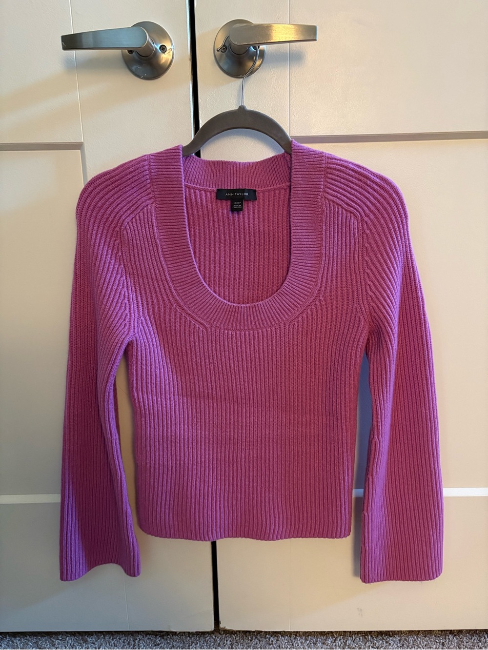 Ann Taylor Ribbed Scoop Neck Sweater Pink
